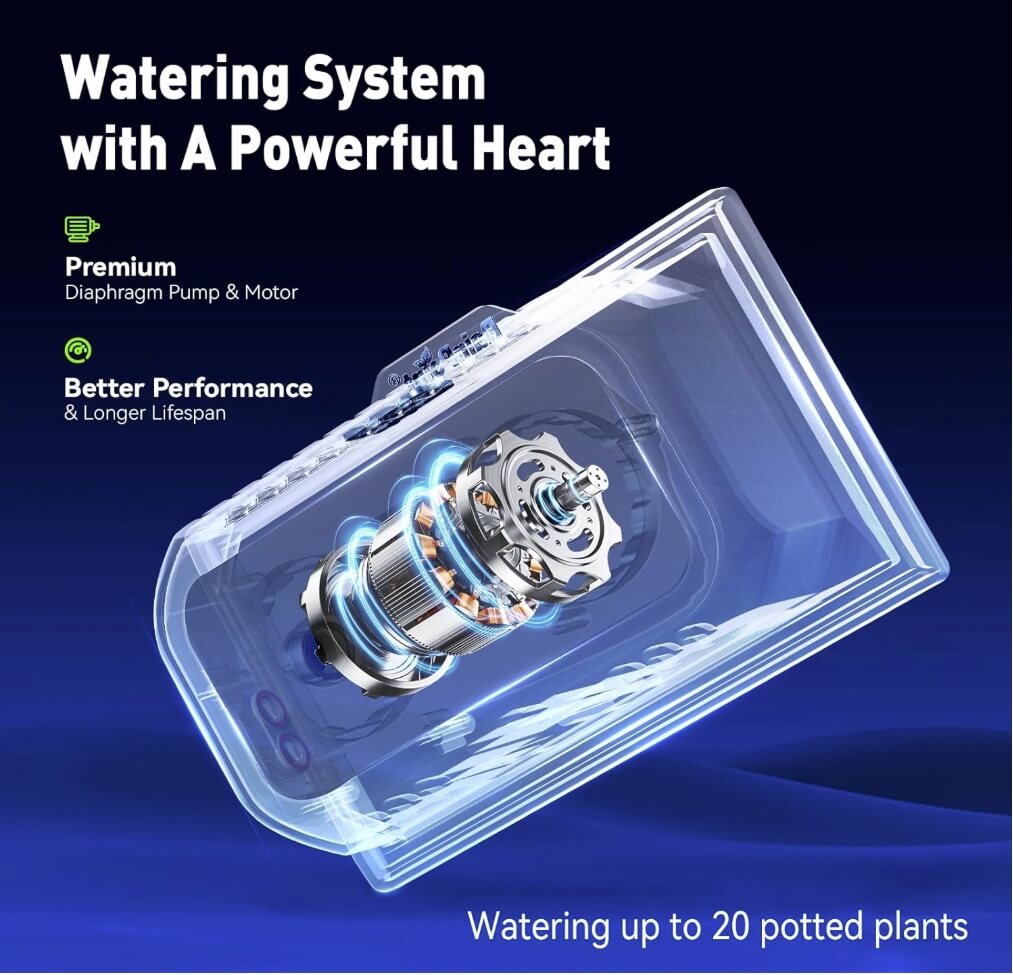 RAINPOINT Compact Programmable Solar Automatic Drip Irrigation Pump Kits Support Up to 20 Plants