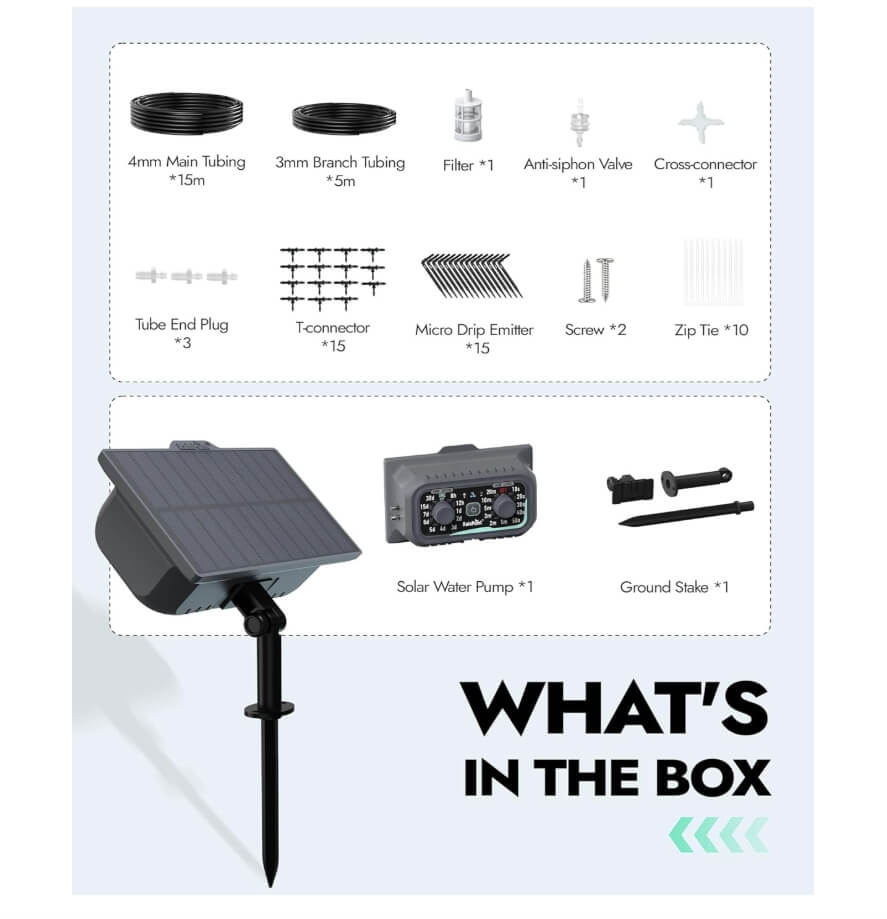 RAINPOINT Solar Irrigation System, Automatic Watering System with 121 Timer Modes
