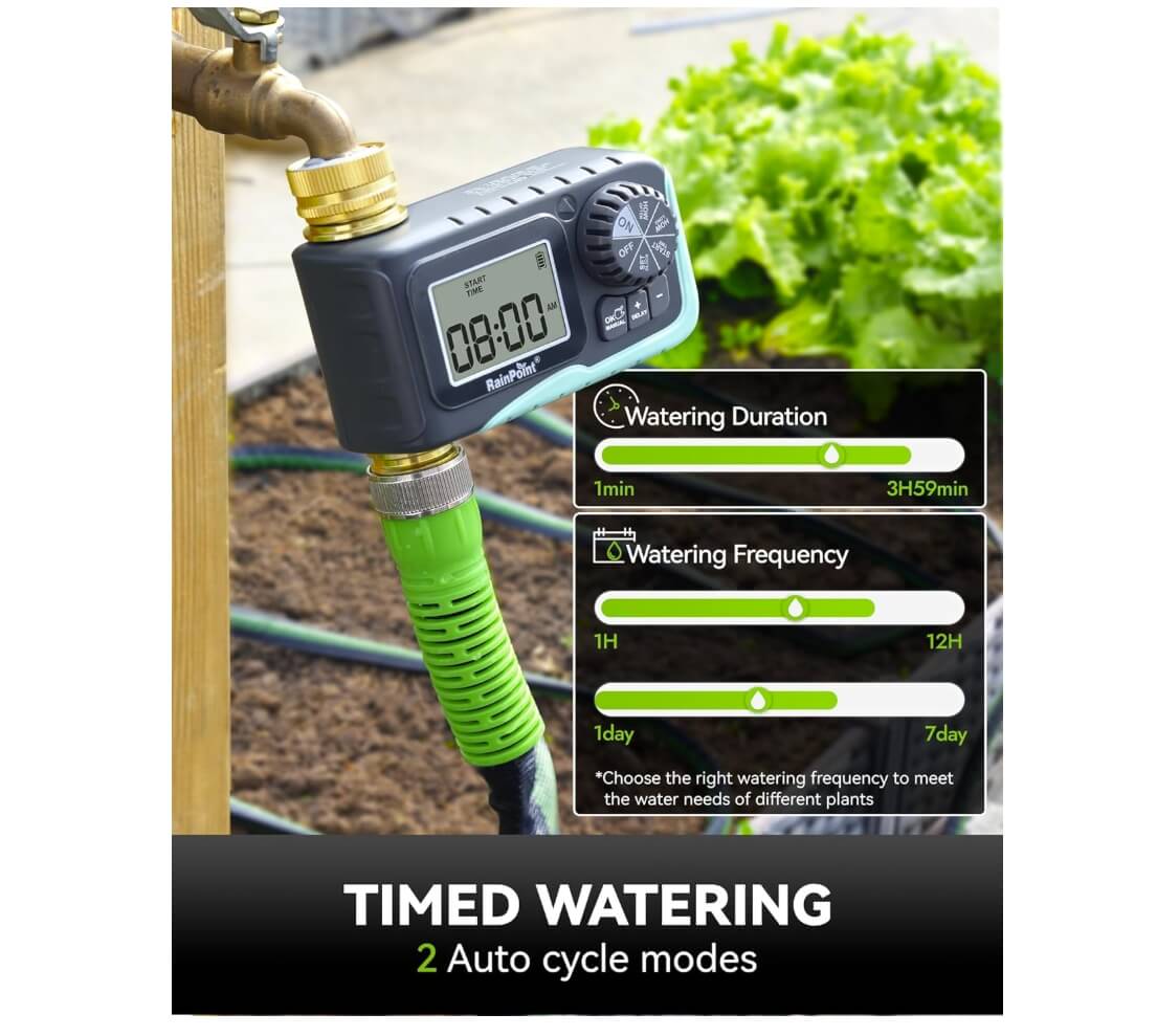 RAINPOINT 100% Metal Water Pipe Water Timer for Garden Hose