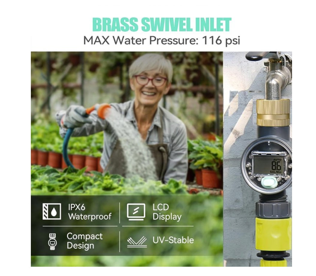 RainPoint Water Flow Meter for Garden Hose Watering