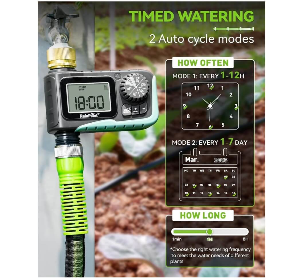 RainPoint Sprinkler Timer with Brass Swivel, 1 Outlet