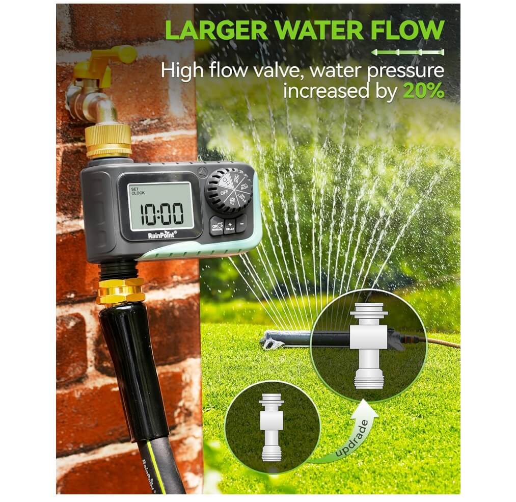 RainPoint Sprinkler Timer with Brass Swivel, 1 Outlet