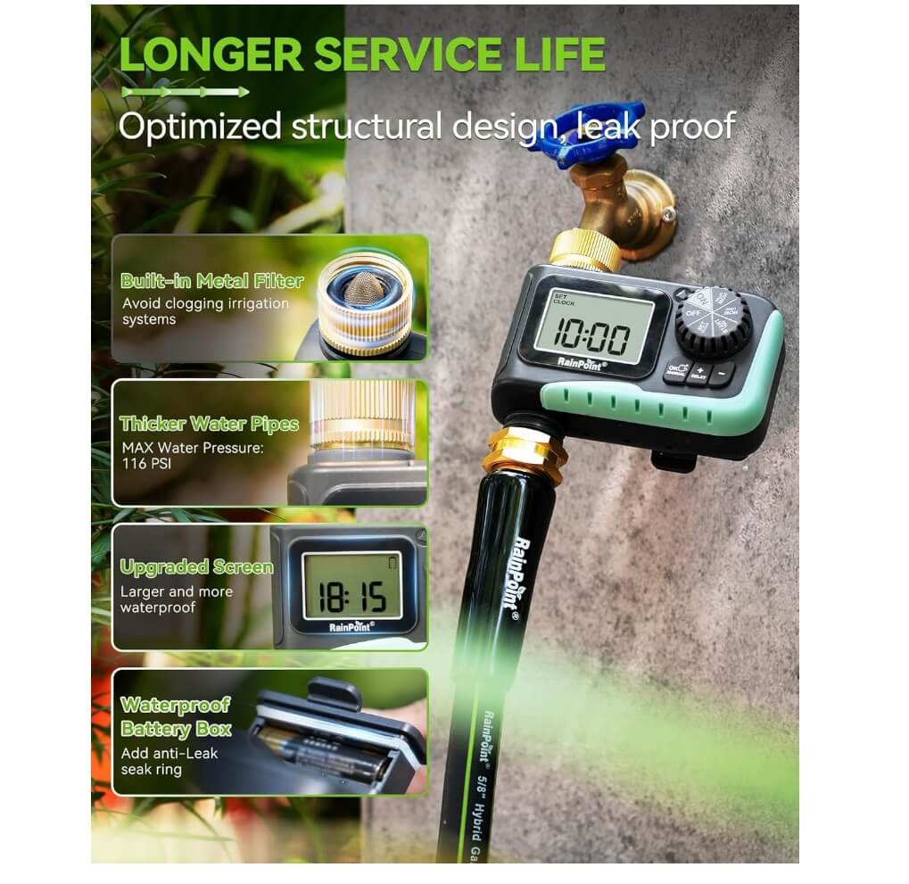 RainPoint Sprinkler Timer with Brass Swivel, 1 Outlet