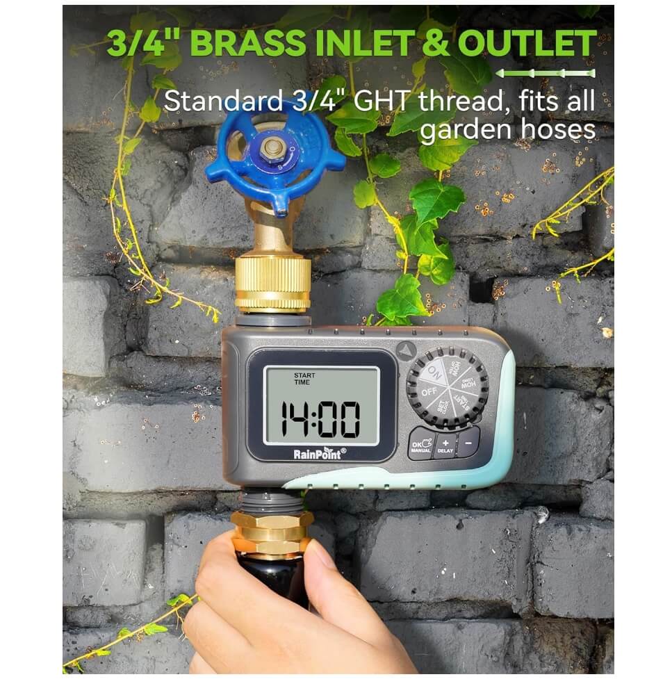 RainPoint Sprinkler Timer with Brass Swivel, 1 Outlet