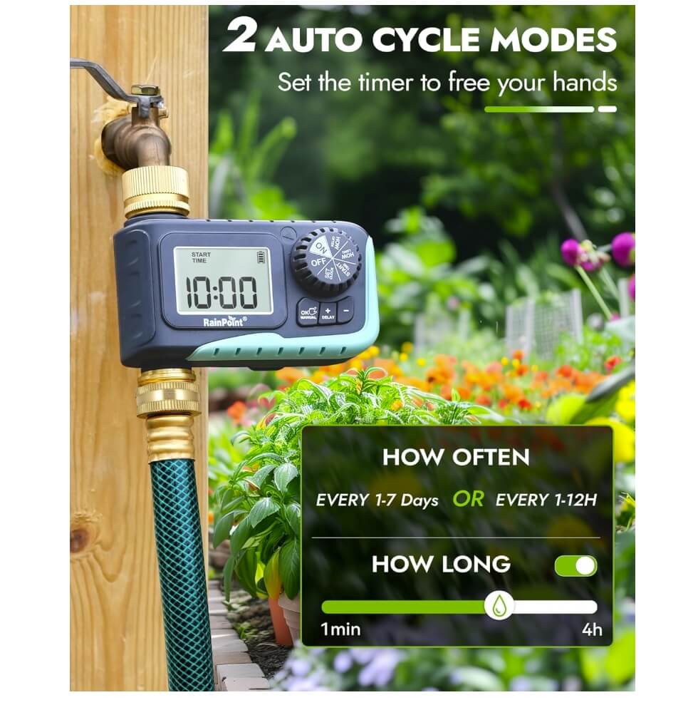 RainPoint Sprinkler Timer with Brass Inlet & Outlet