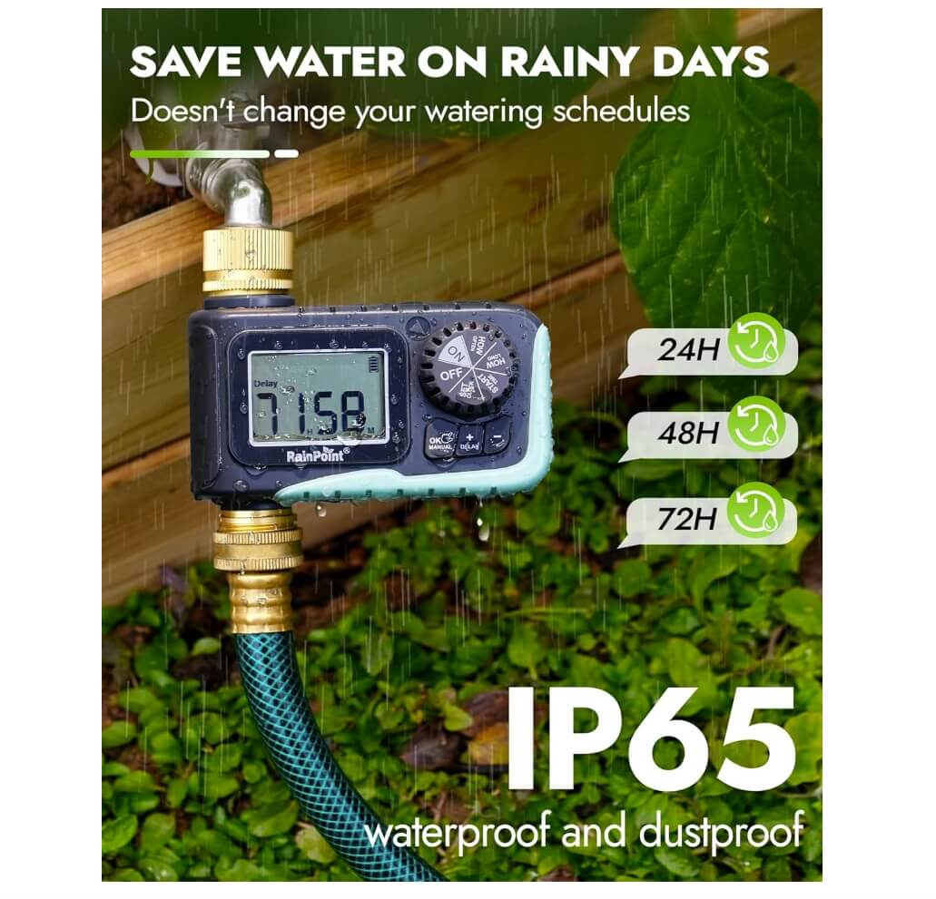RainPoint Sprinkler Timer with Brass Inlet & Outlet