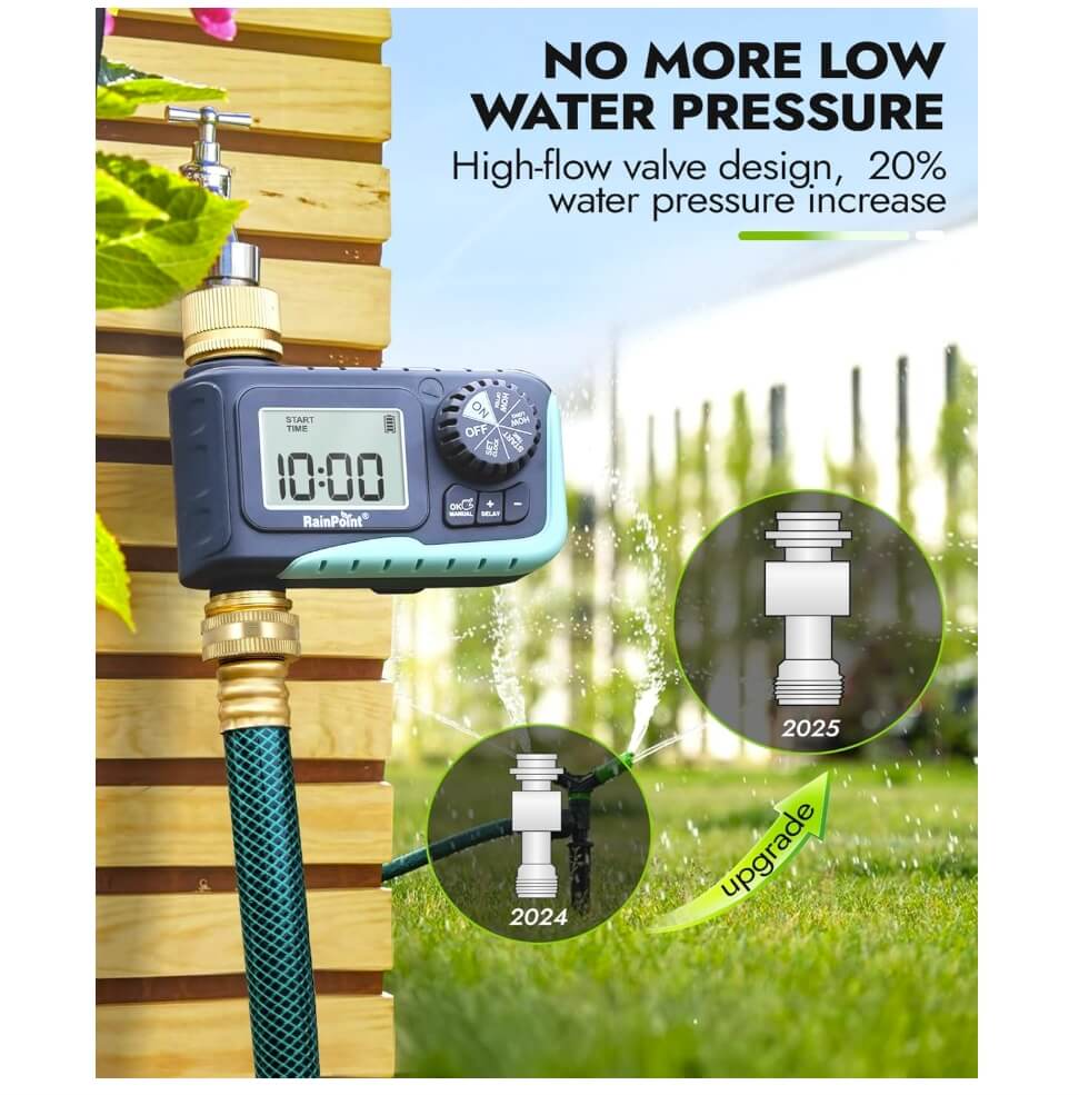 RainPoint Sprinkler Timer with Brass Inlet & Outlet
