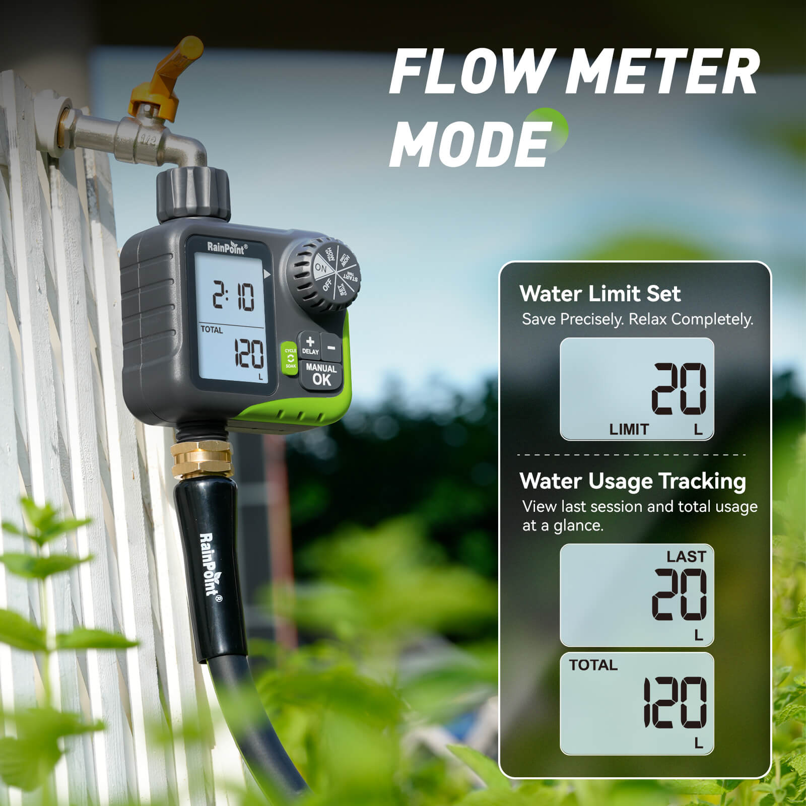 RainPoint Sprinkler Timer for Hose with Rain Delay/Automatic Watering/Manual Watering