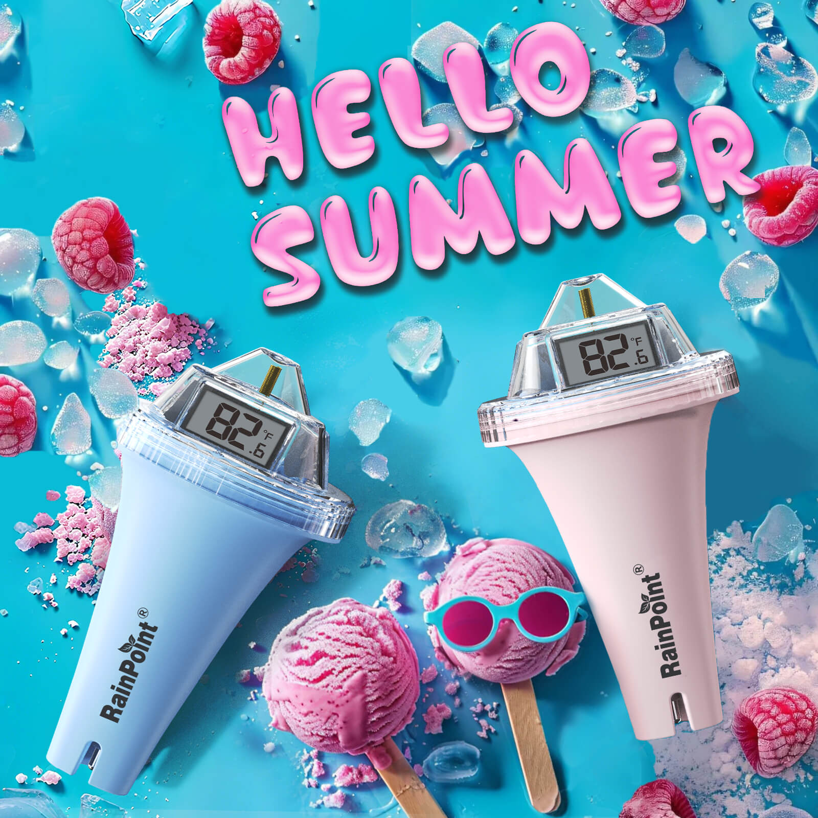 RAINPOINT Displays Wireless Digital Pool Thermometer -Pink