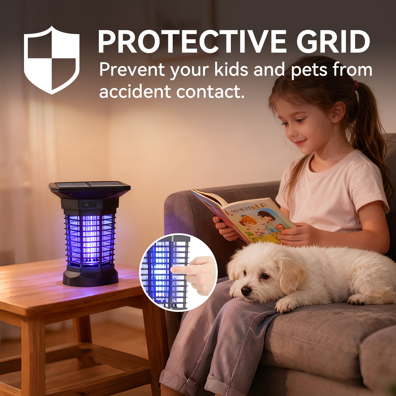 RainPoint Solar Bug Zapper Outdoor – 3000V Electric Grid, Cordless, Day & Night Protection