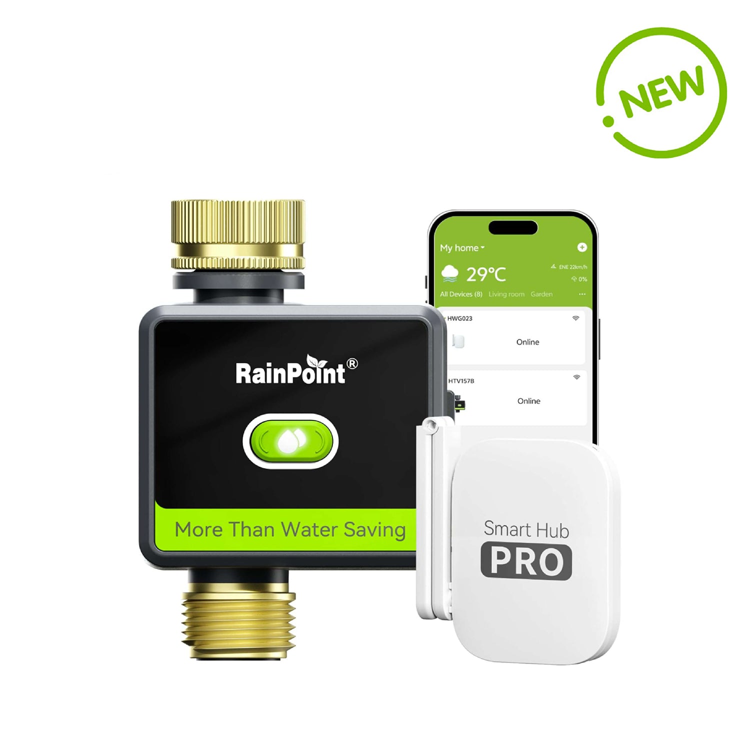 RAINPOINT WiFi Water Hose Timer with Brass Inlet & Outlet