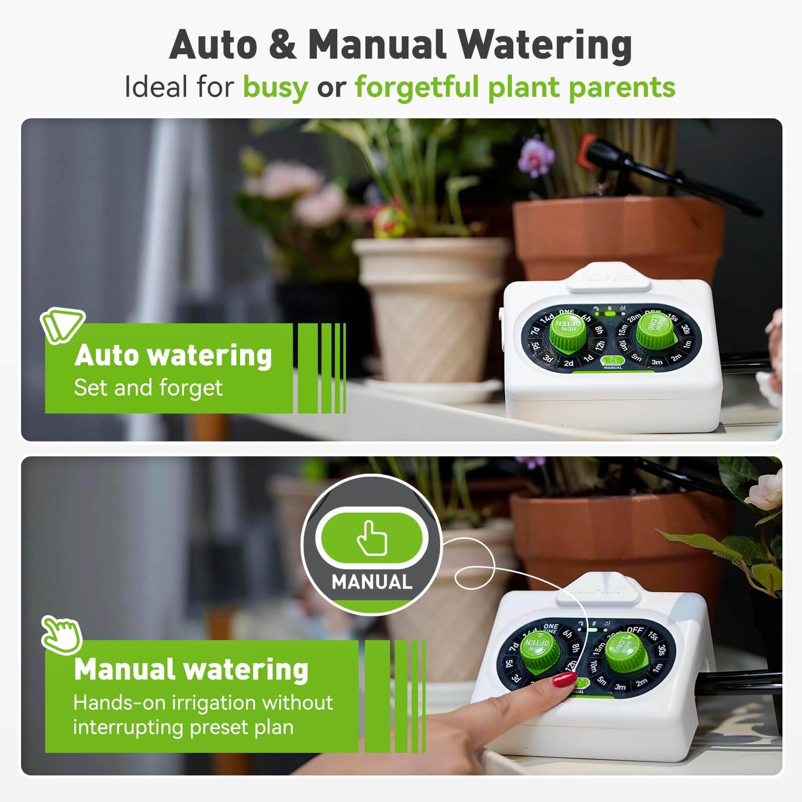 RAINPOINT Beginner-Friendly Automatic Plant Waterer Indoor for 10-15 Plants