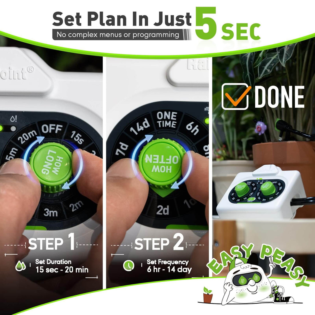 RAINPOINT Beginner-Friendly Automatic Plant Waterer Indoor for 10-15 Plants