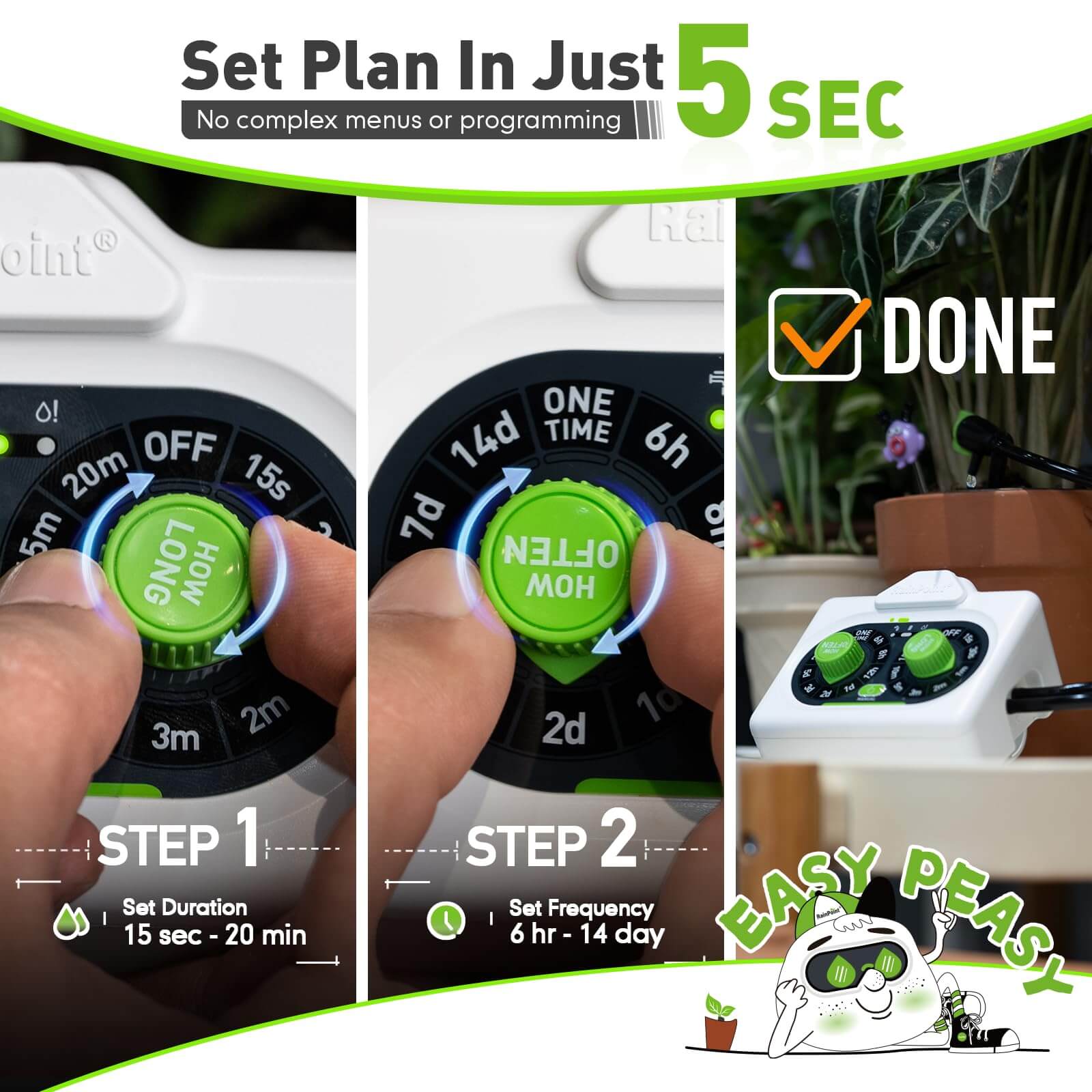 RAINPOINT Beginner-Friendly Automatic Plant Waterer Indoor for 10-15 Plants