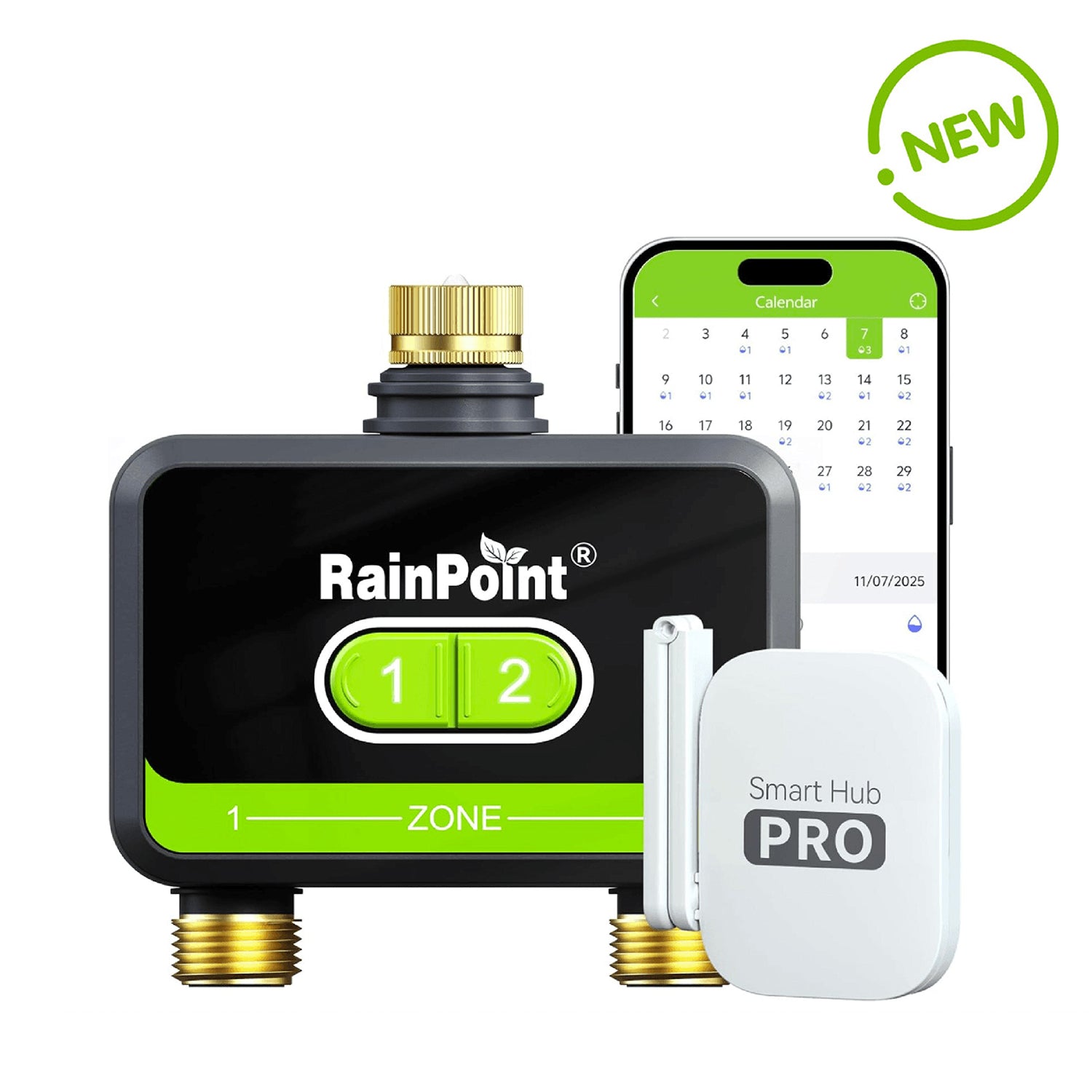 RainPoint 2-Zone WiFi Water Timer for Garden Hose with Brass Inlet & Outlet