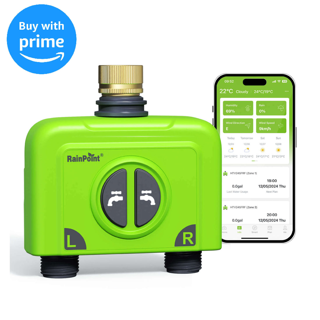 2-Zone WiFi Hose Timer Sprinkler Controller