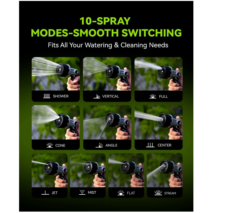 RAINPOINT Full-Metal Garden Hose Nozzle, Heavy Duty Water Hose Nozzle Sprayer,Black