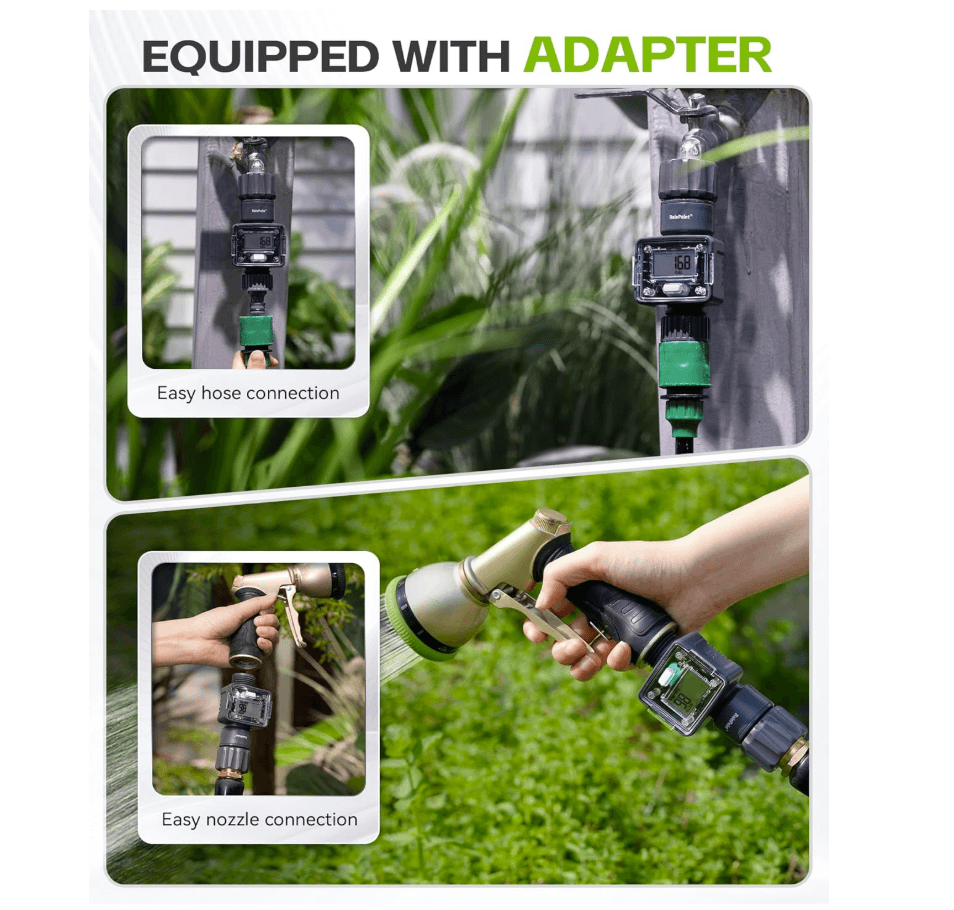 RainPoint Digital Hose Flow Meter for Garden Watering, Lawn Sprinkler, RV, Swimming Pool