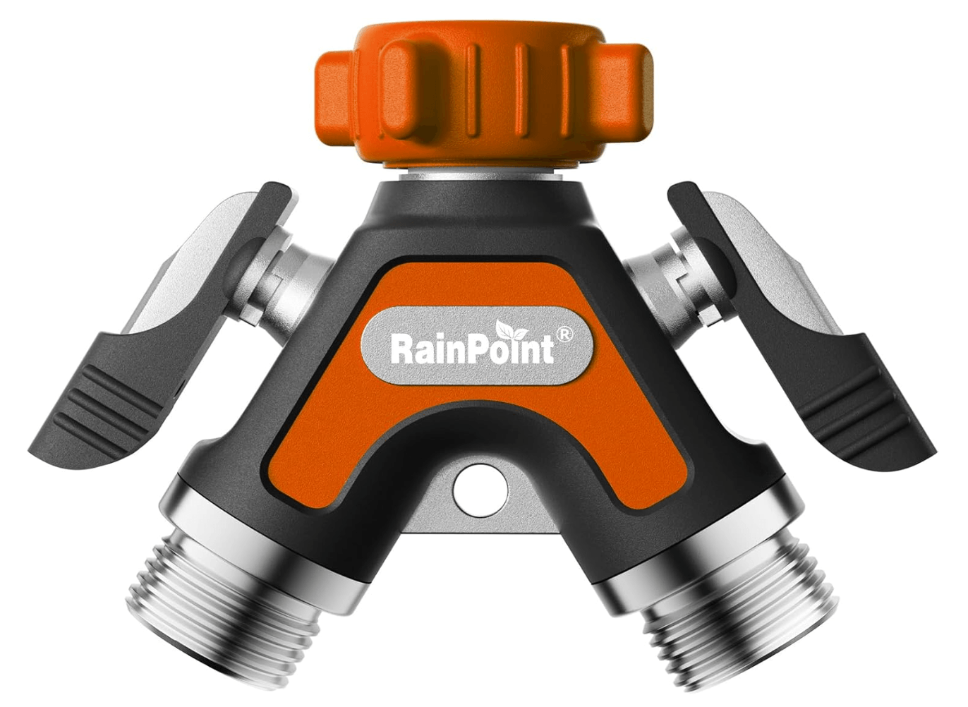 RAINPOINT Garden Hose Splitter 2 Way – All Metal Heavy Duty Water Y Splitter(Orange,2)