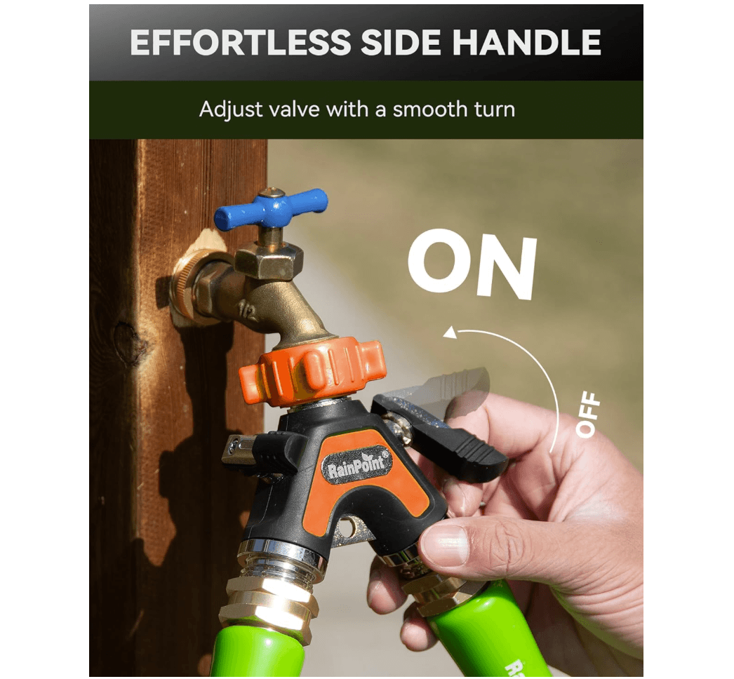 RAINPOINT Garden Hose Splitter 2 Way – All Metal Heavy Duty Water Y Splitter(Orange,2)