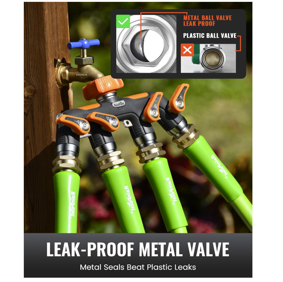 RAINPOINT 4 Way Garden Hose Splitter(Dark Green)