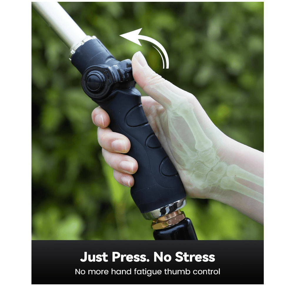 RAINPOINT 16" Metal Watering Wand – 9 Spray Patterns, Garden Hose Nozzle(Black)