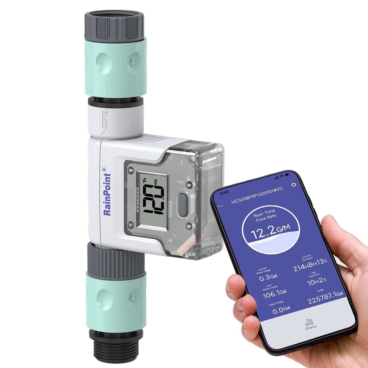 Flow Meter for Outdoor Garden Hose Watering RV Tank Pool Filling