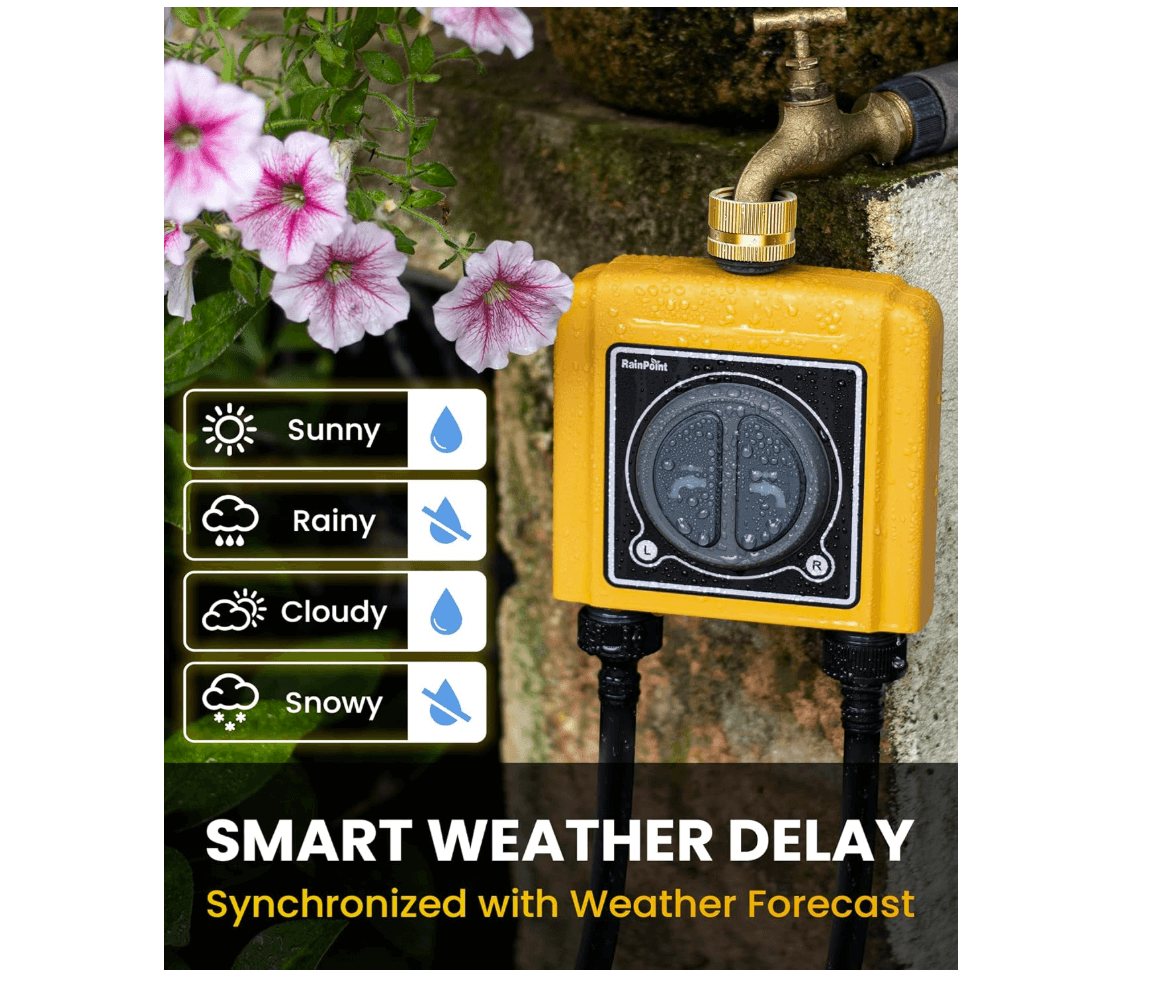 RainPoint Sprinkler Timer WiFi Water Timer with Brass Inlet, APP & Voice Control