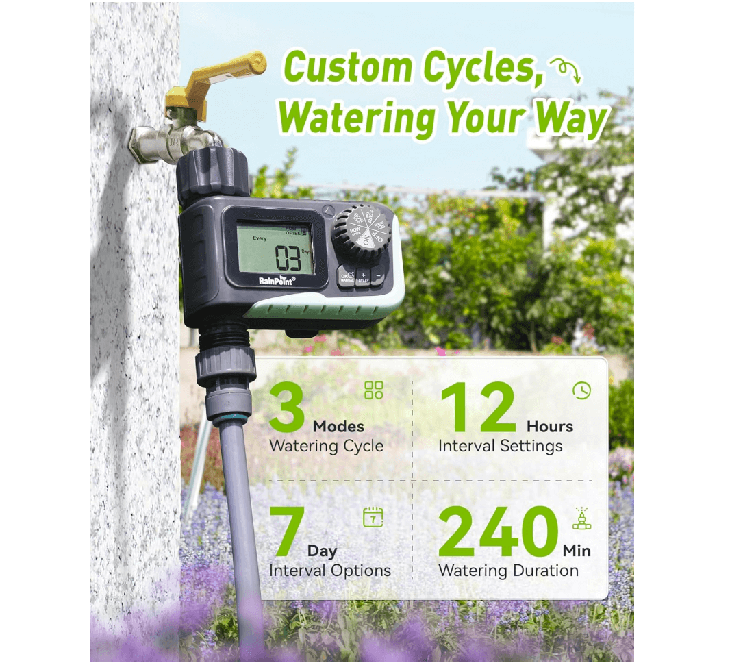 RainPoint Mini Digital Sprinkler Timer 1-Zone Hose Water Timer