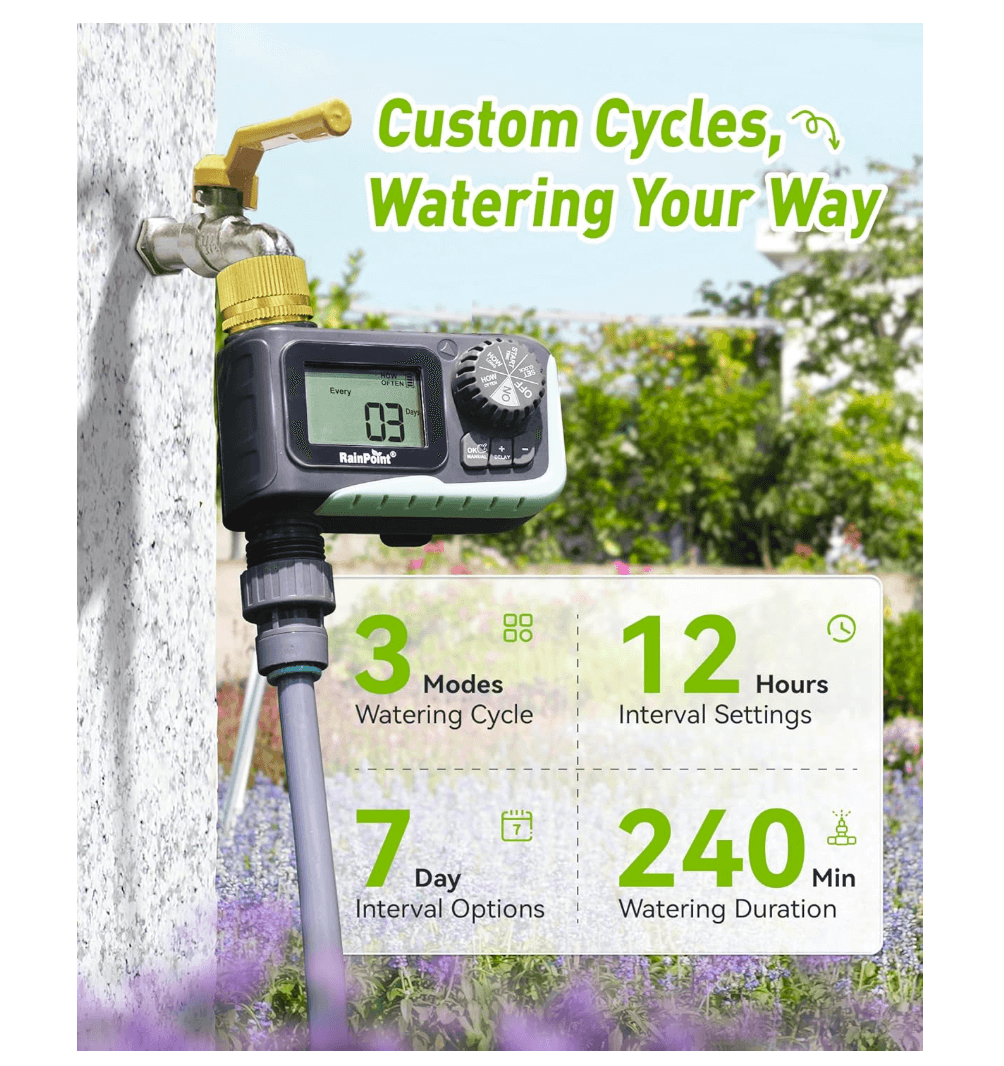 RainPoint Sprinkler Timer with Brass Swivel, 1 Outlet