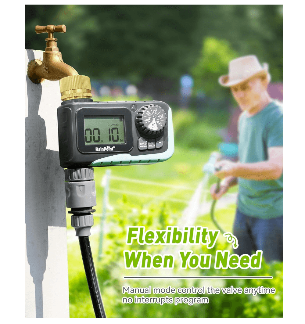 RainPoint Sprinkler Timer with Brass Swivel, 1 Outlet