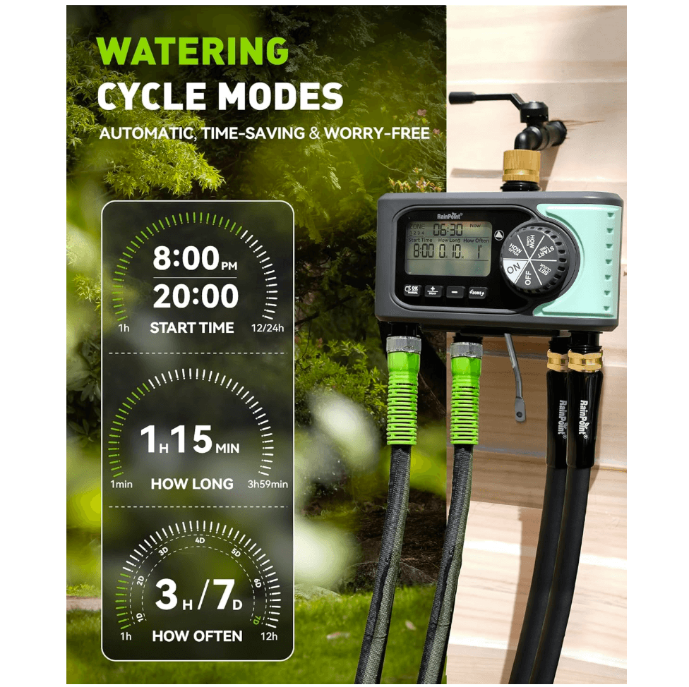 RainPoint 4 Outlet Hose Timer with Brass Inlet