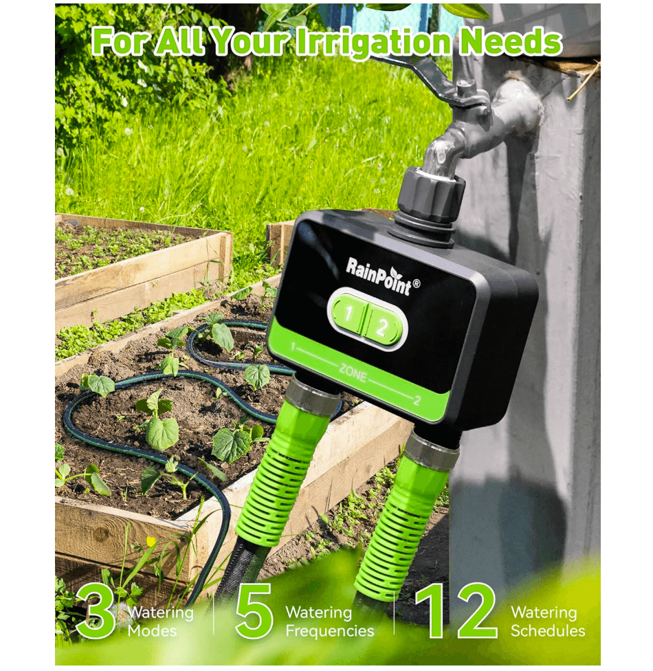 RainPoint 2-Zone WiFi Water Timer for Garden Hose