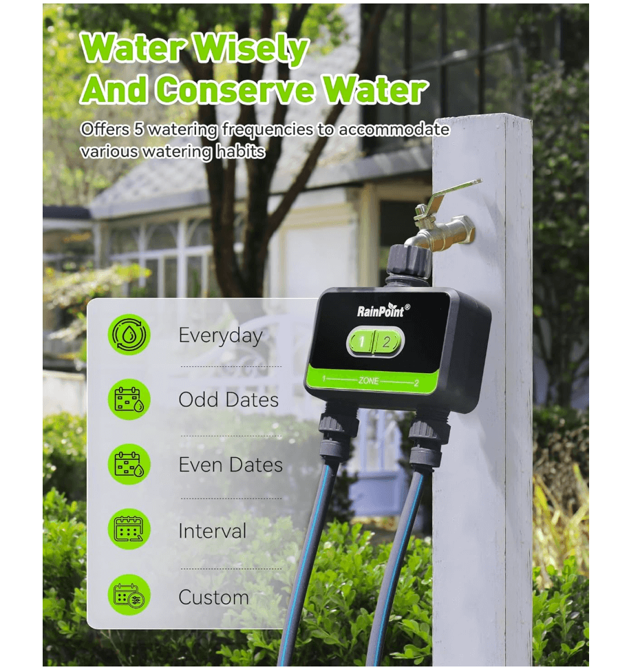RainPoint 2-Zone WiFi Water Timer for Garden Hose