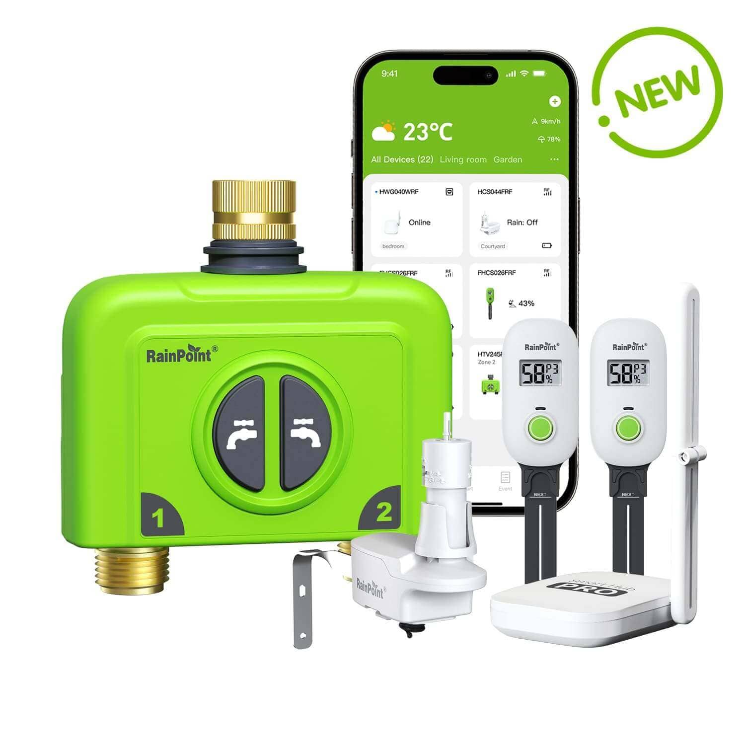 RainPoint Automated Lawn Watering Based on Soil Moisture &amp; Weather