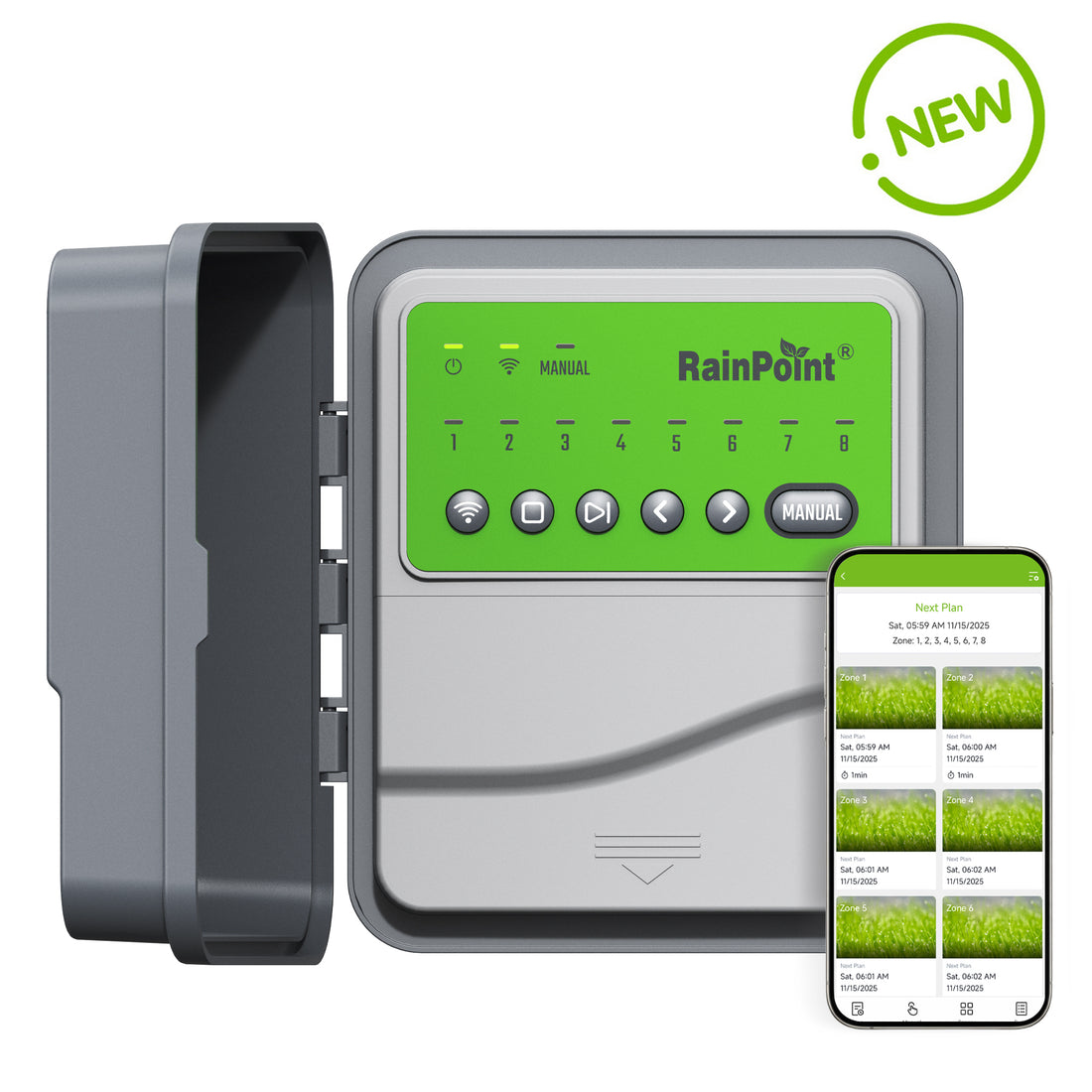 RainPoint 8-Zone Smart Irrigation Controller – WiFi App, Perfect for Lawn, Garden, and Yard