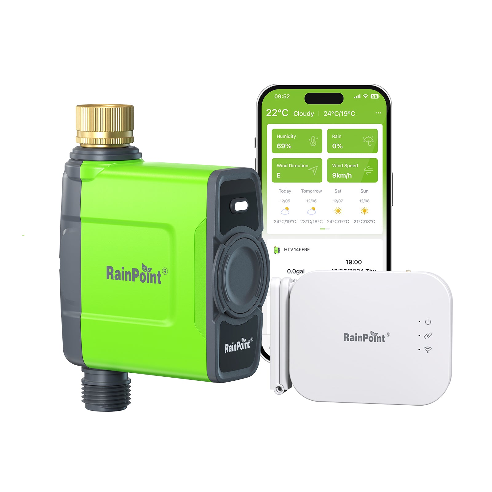 RainPoint WiFi Water Timer, Smart Sprinkler Timer Hose Timer with Antenna Gateway (with LAN Port, Support WiFi Ethernet Connection), App Remote Control, Weather-Based Smart Watering, for Lawn, Garden