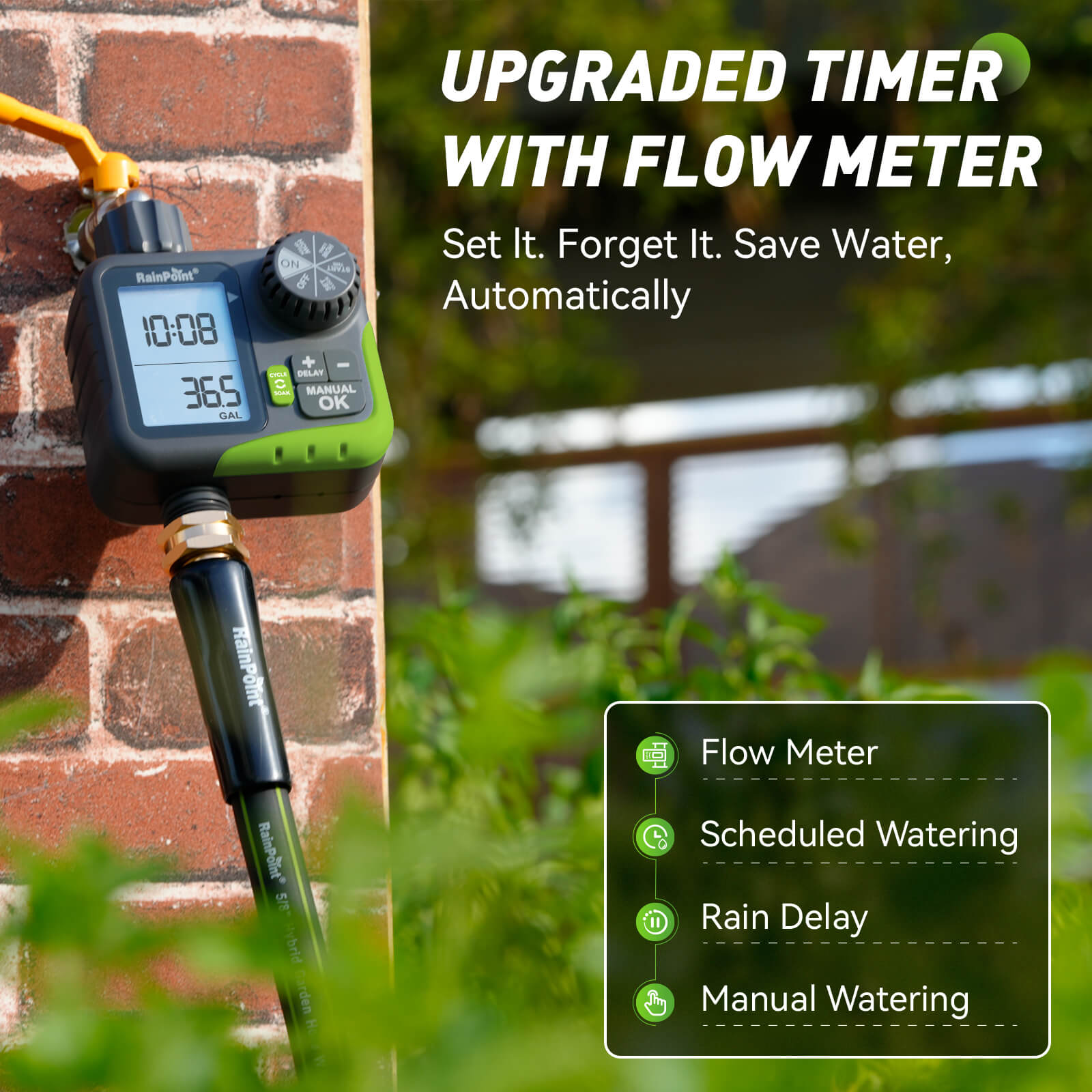 RainPoint Sprinkler Timer for Hose with Rain Delay/Automatic Watering/Manual Watering