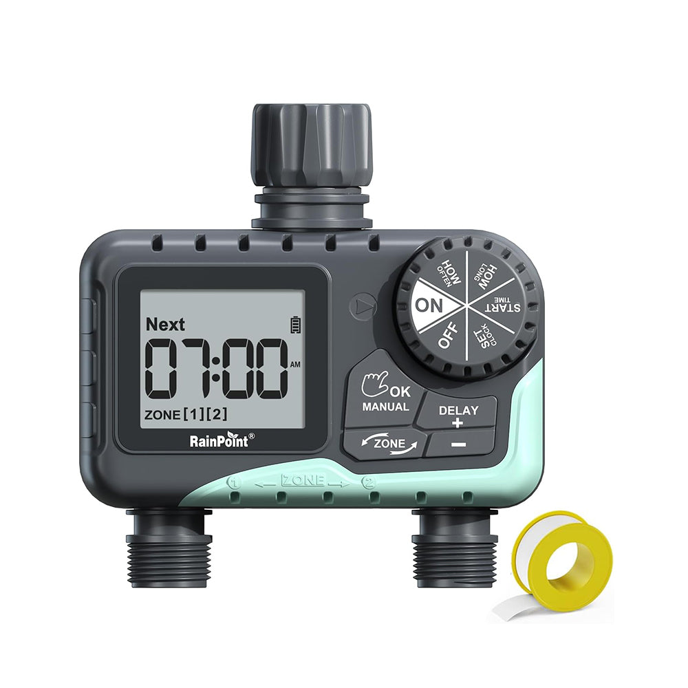 RainPoint 2-Zone Digital Sprinkler Timer, Hose Water Timer