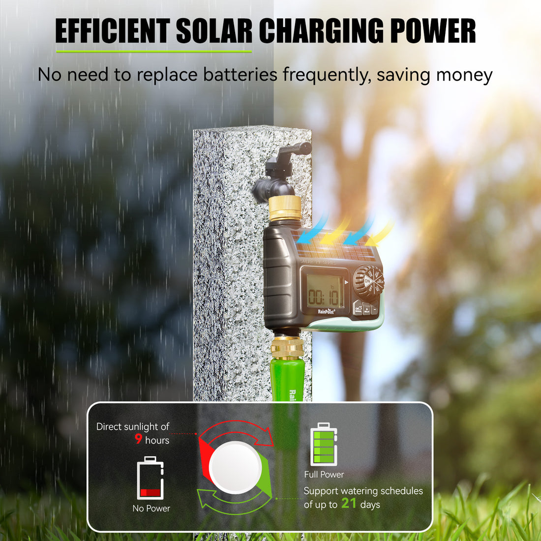 RainPoint 1-Zone Outdoor Solar Water Timer
