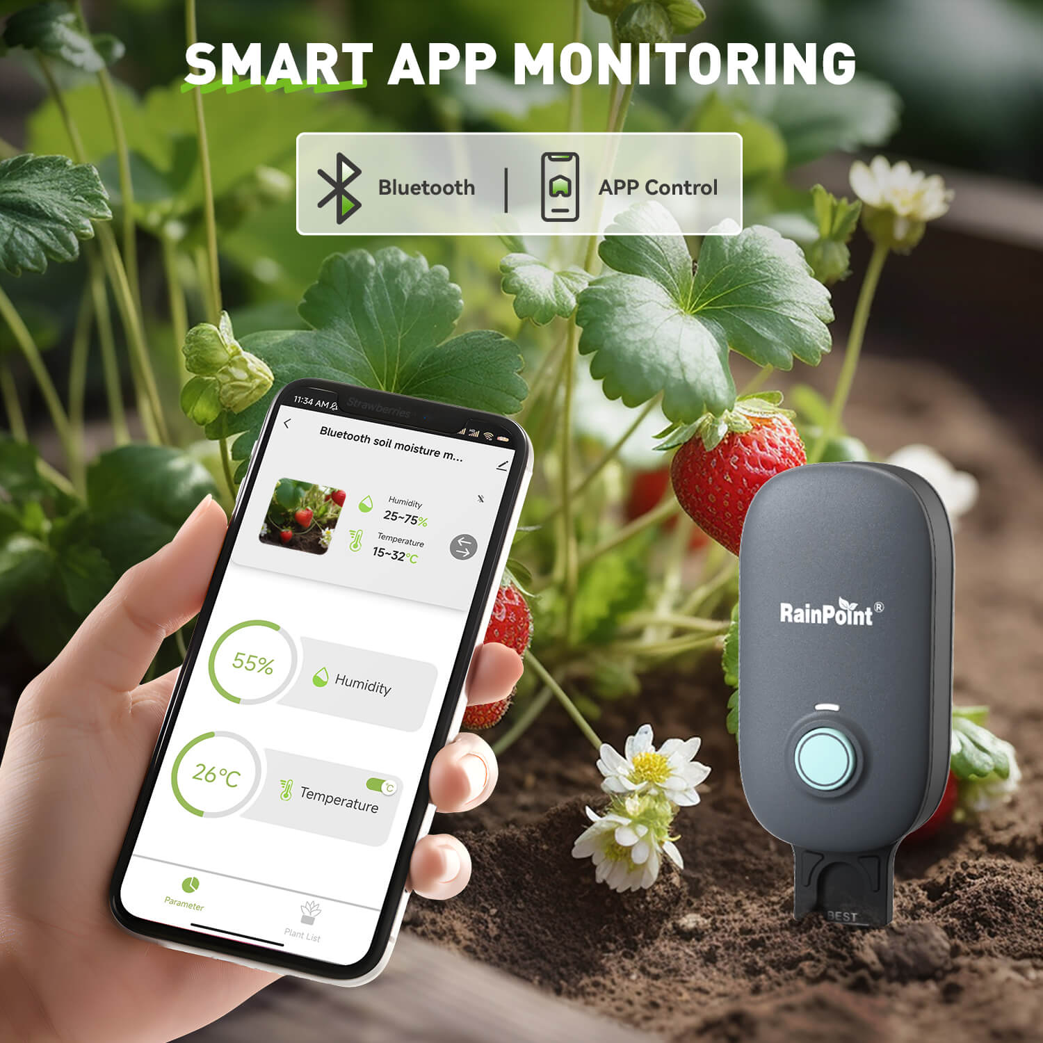 bluetooth soil moisture meter RainPoint Bluetooth Soil Moisture & Temp Meter