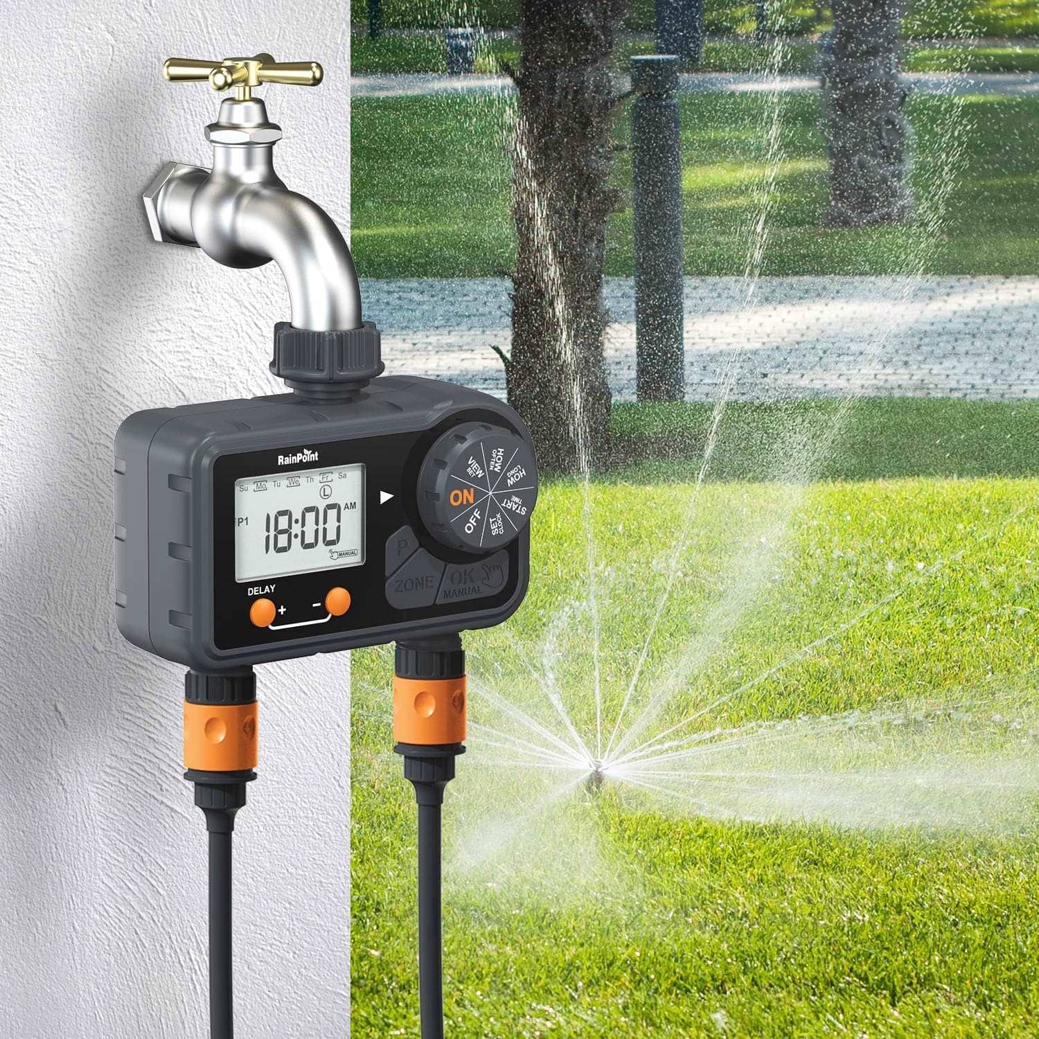 with 6 Programmable Procedure, Hose Timer with Delay/Manual/Auto Irrigation Mode for Week/Specific/Daily Watering