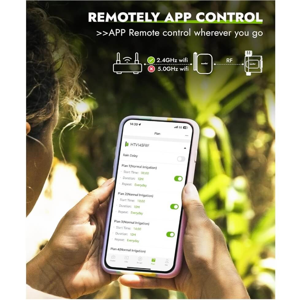 RainPoint WiFi Water Timer for Garden Hose, Smart Sprinkler Timer with WiFi Antenna Gateway, Automatic Irrigation Controller, APP Remote Control, Weather-Based Smart Watering, for Lawn, Garden
