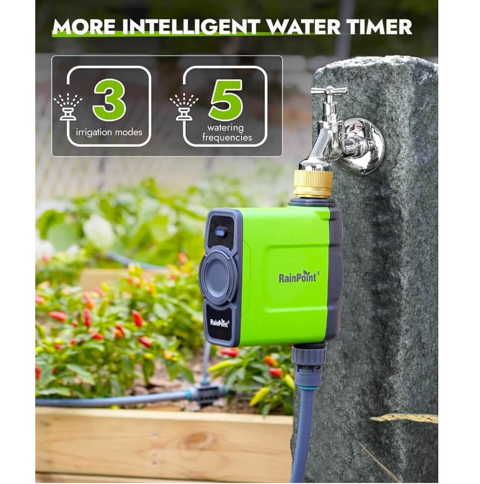 RainPoint WiFi Water Timer, Smart Sprinkler Timer Hose Timer with Antenna Gateway (with LAN Port, Support WiFi Ethernet Connection), App Remote Control, Weather-Based Smart Watering, for Lawn, Garden