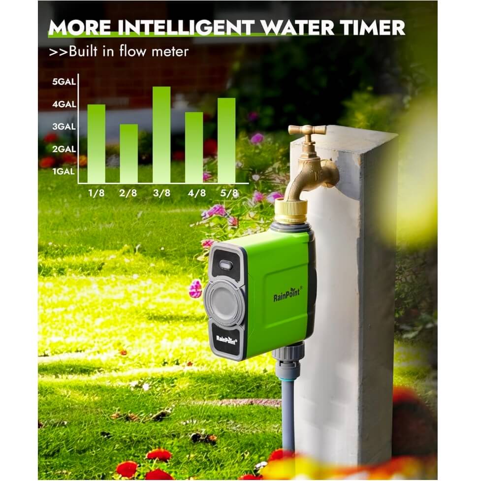 RainPoint WiFi Water Timer, Smart Sprinkler Timer Hose Timer with Antenna Gateway (with LAN Port, Support WiFi Ethernet Connection), App Remote Control, Weather-Based Smart Watering, for Lawn, Garden