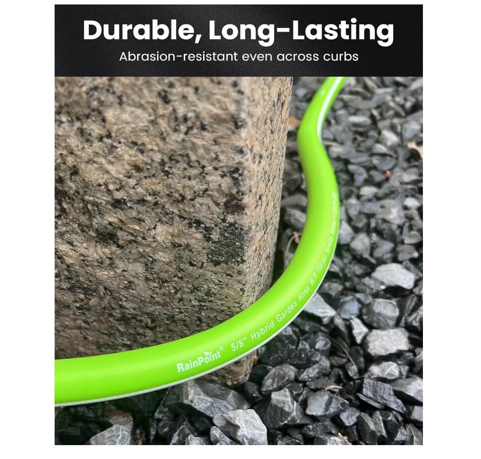 RAINPOINT Garden Hose 100ft - lightweight Heavy Duty Water Hose with Swivel Handle - Flexible, Hybrid Rubber, 5/8&quot;, Male to Female