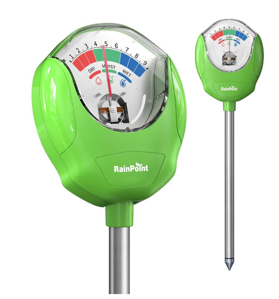 RAINPOINT Soil Moisture Meter - No Batteries Needed for Indoor/Outdoor Plants (Green)
