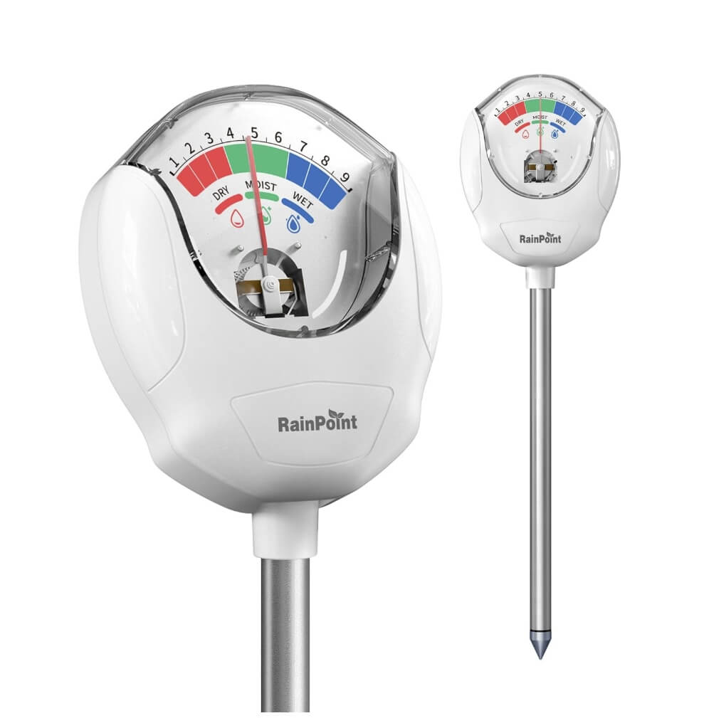 RainPoint Soil Moisture Meter - No Batteries Needed for Indoor/Outdoor Plants (White)