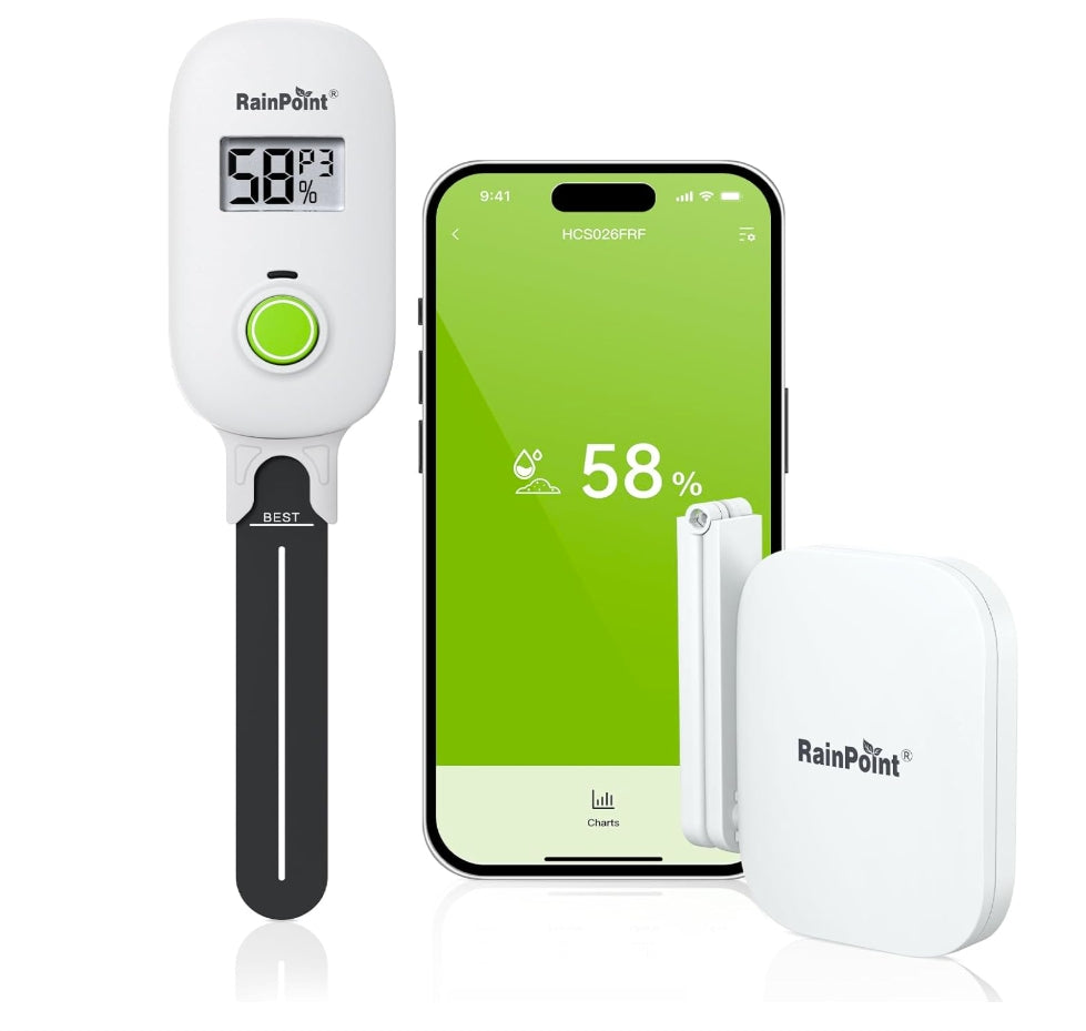 RAINPOINT Smart Digital Wireless Plant Moisture Meter Houseplants Indoor WiFi Hub Kit with Low/High Moisture Alert
