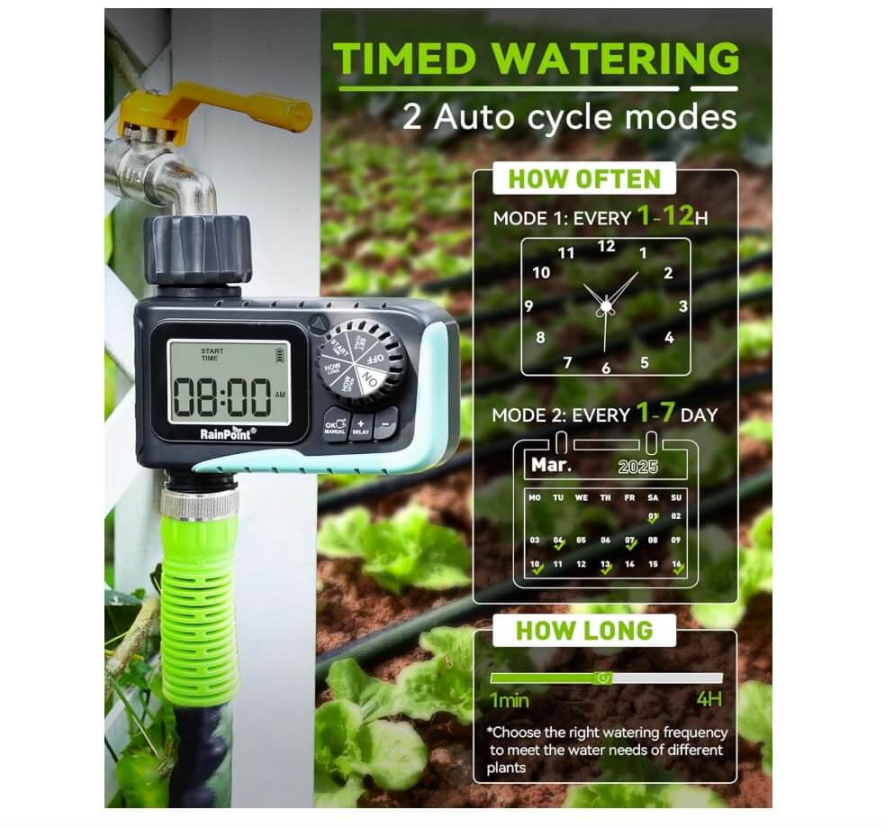 RainPoint ITV105 Mini Digital Sprinkler Timer 1-Zone Hose Water Timer